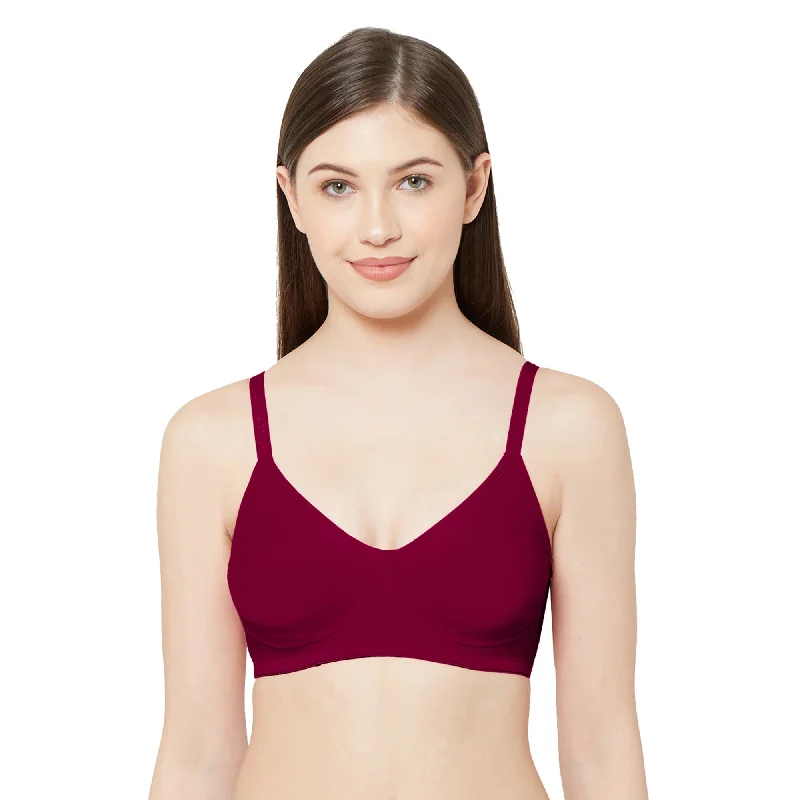 hand wash only women T Shirt Bras for delicate care Sakhi - Plain Side Support Everyday Bra Maroon