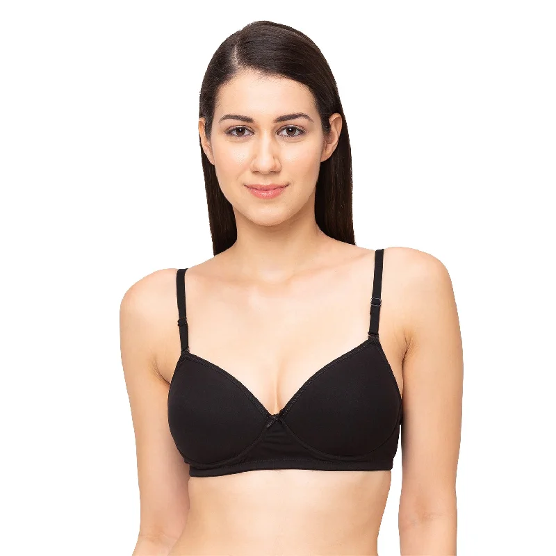 petite women T Shirt Bras for a flattering shape Slick - Cotton Mold Padded T-shirt Bra Black