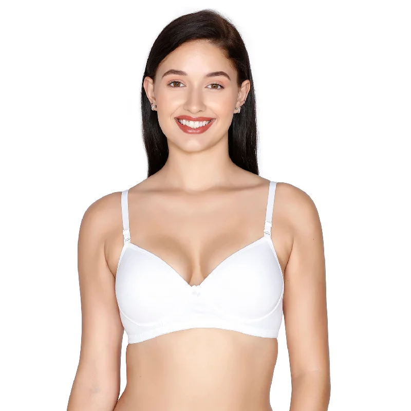 front closure women T Shirt Bras for easy on and off Slick - Cotton Mold Padded T-shirt Bra White front closure women T Shirt Bras for easy on and off Slick - Cotton Mold Padded T-shirt Bra White