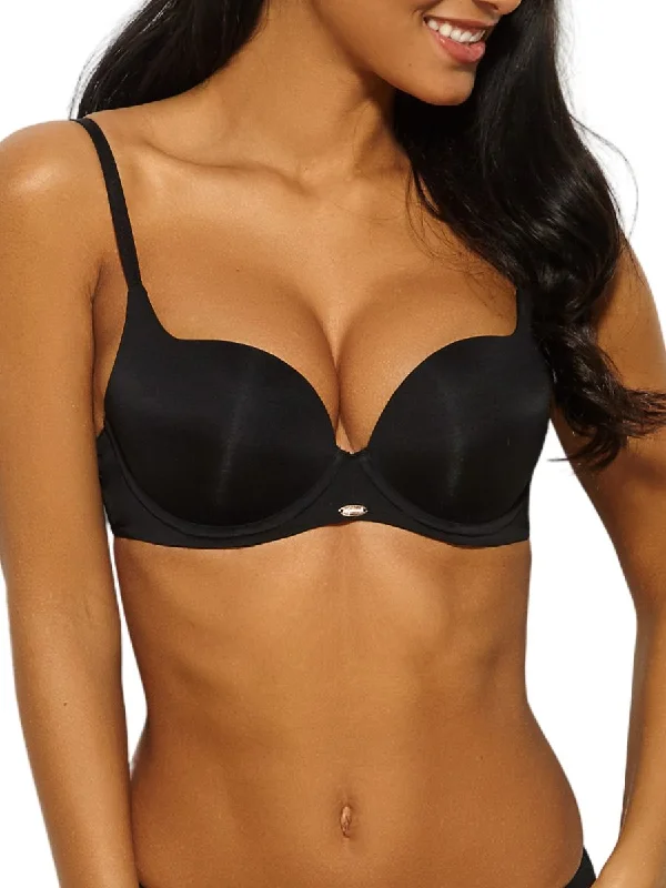 matching women T Shirt Bras with workout sets Boost Sweetheart Plunge Bra - Black