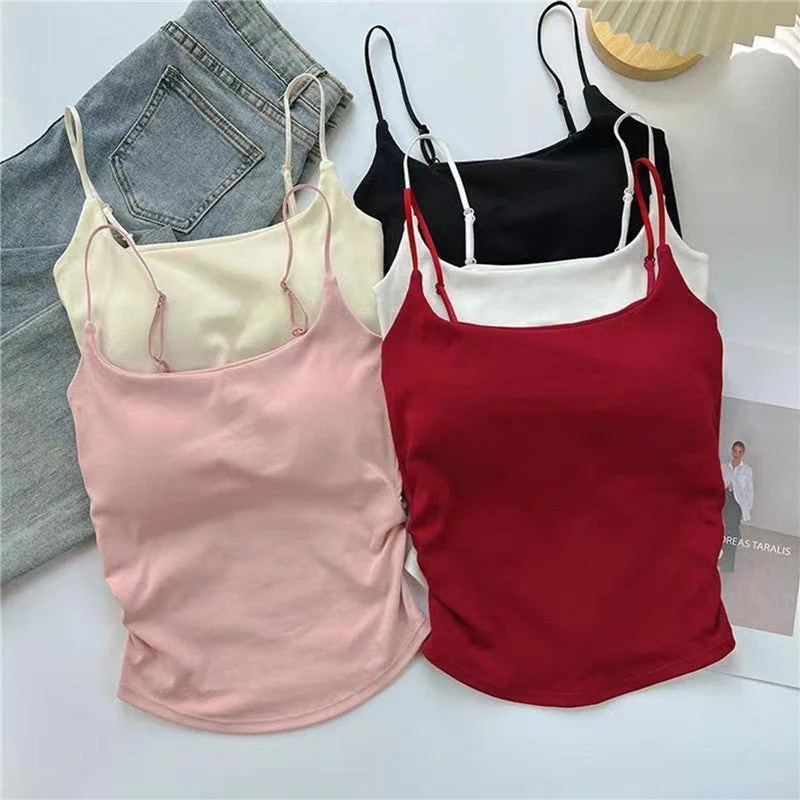 racerback women T Shirt Bras for active lifestyles New Pack Of 3 New Plain Soft Padded Spaghetti Top For Girls 213