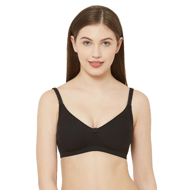 solid color women T Shirt Bras in neutral tones Simran-Non Padded Non Wired Cotton Solid Bra Black solid color women T Shirt Bras in neutral tones Simran-Non Padded Non Wired Cotton Solid Bra Black