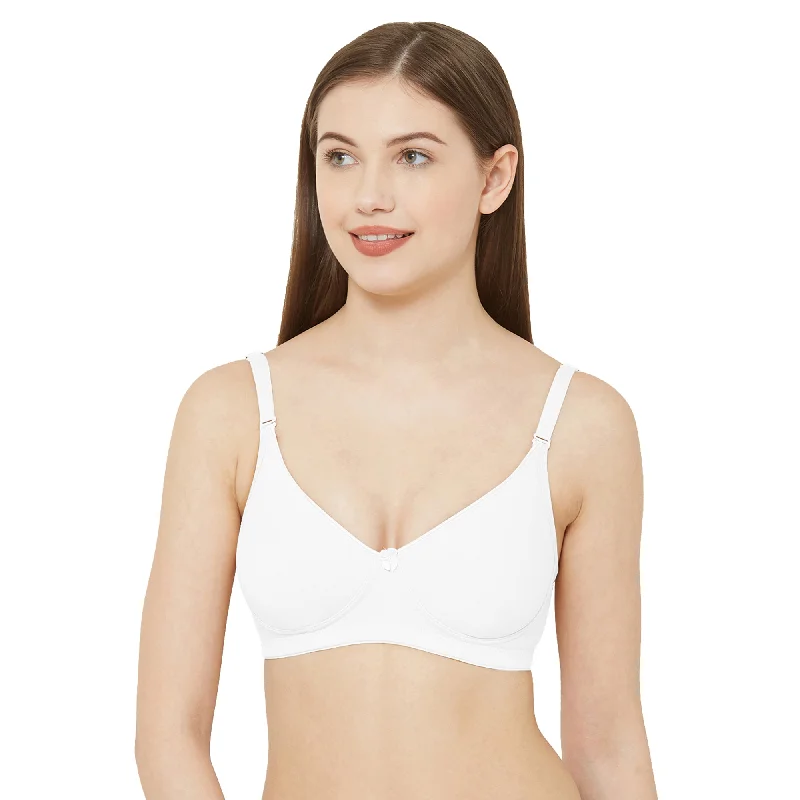 breathable women T Shirt Bras in hot weather Simran-Non Padded Non Wired Cotton Solid Bra White breathable women T Shirt Bras in hot weather Simran-Non Padded Non Wired Cotton Solid Bra White