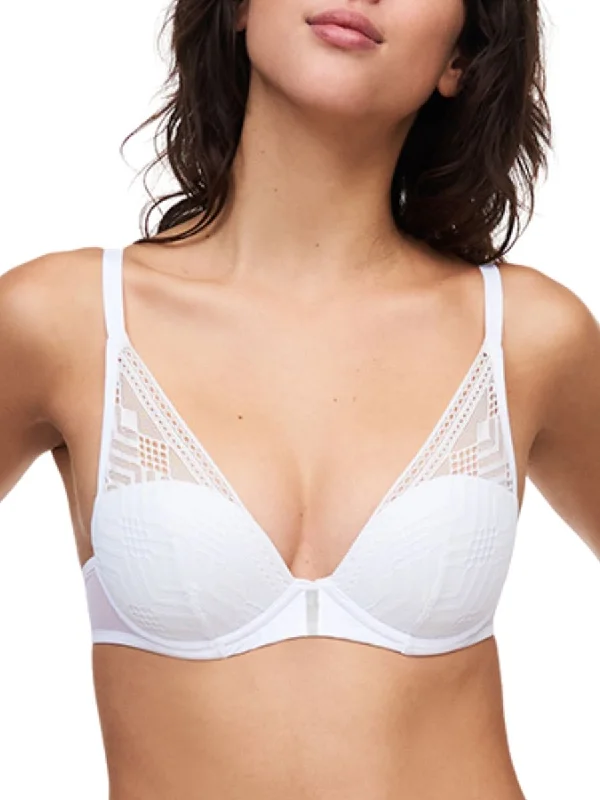 padded shoulder straps women T Shirt Bras for comfort Ondine Plunge T-Shirt Bra - White