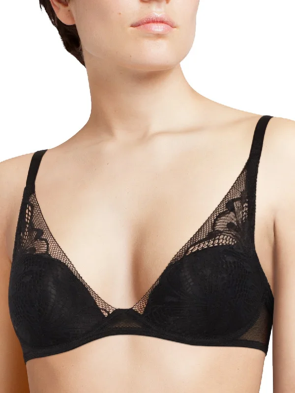 machine washable women T Shirt Bras for convenience Thelma Plunge T-Shirt Bra - Black