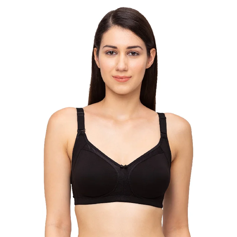 convertible women T Shirt Bras with adjustable straps Shrishti -Plain Non Padded Full Cup Bra Black convertible women T Shirt Bras with adjustable straps Shrishti -Plain Non Padded Full Cup Bra Black