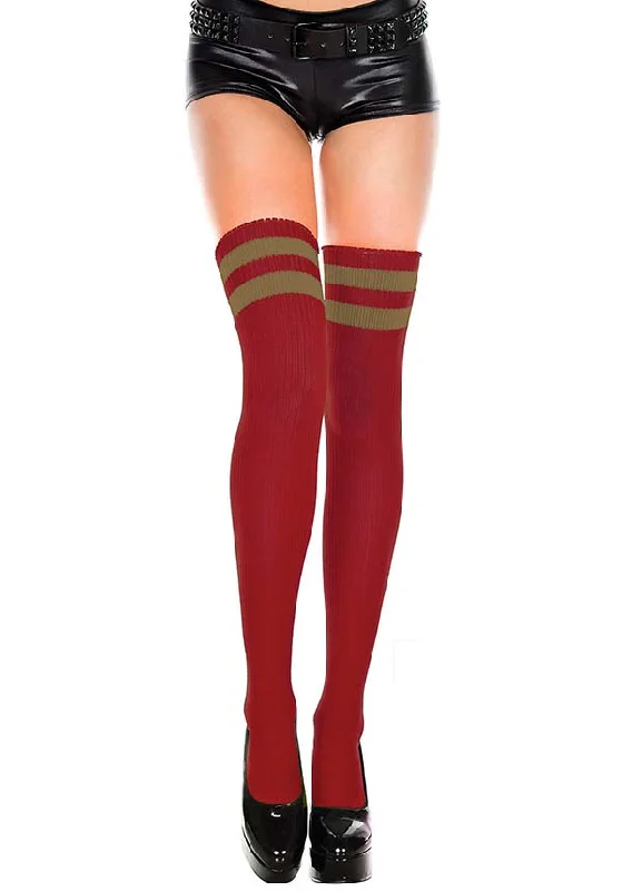 Dance - wear stockings for performances Athlete Striped Top [Red/Gold] | THIGH HIGH