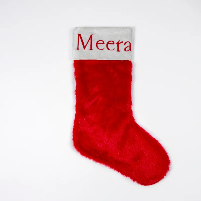 Beach - style stockings for a coastal look Classic Red Faux Fur Stocking