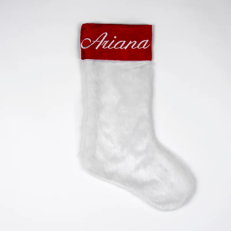 Ruffled - edge stockings for a playful look Classic White Faux Fur Stocking