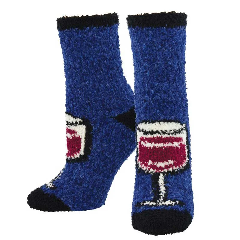 Women's crew socks with a polka - dot print 'Wine Wednesday' Printed Plush Women's Socks