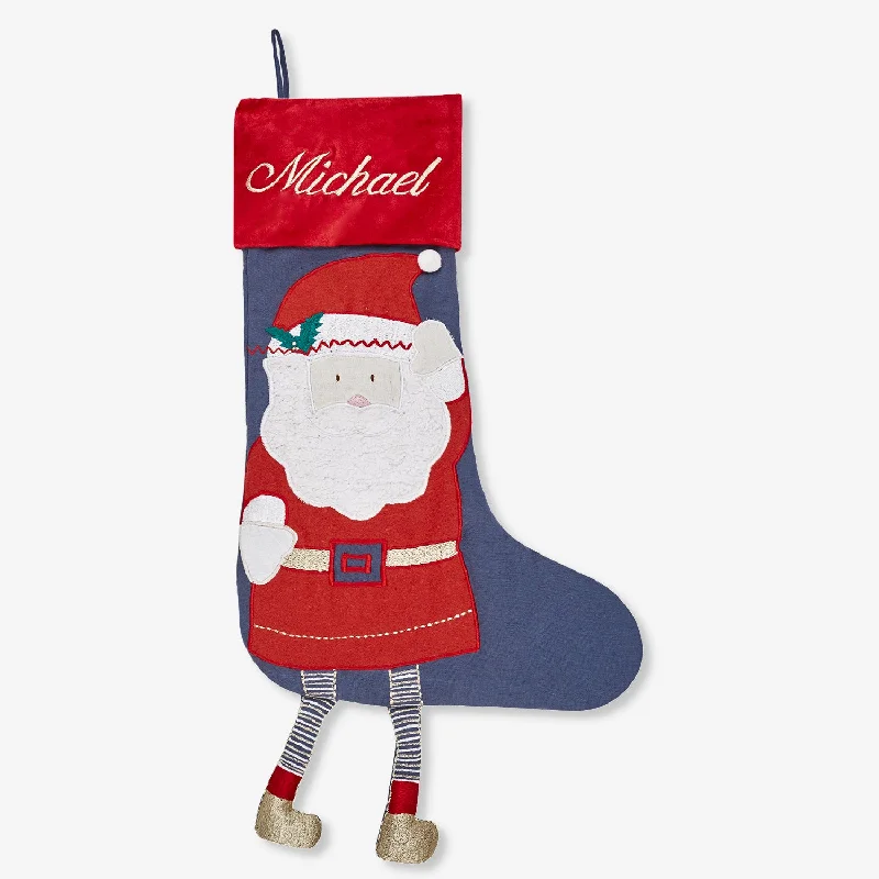 Thigh - high stockings with a lace garter belt Dangly Santa Stocking