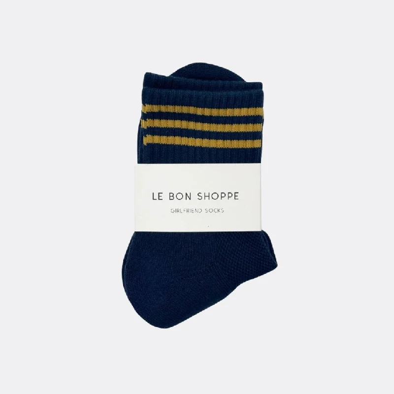 Women's knee - high socks with lace trim Girlfriend Socks (Navy)