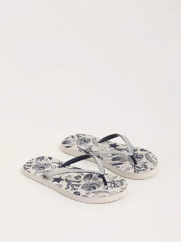 Women's pants for family gatherings Embroidered women jeans with intricate patterns LUNA BLU Indigo Printed Flip-Flop