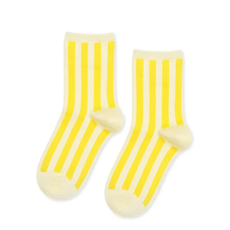 Women's ankle socks with a frilly edge Manchester Crew Socks (Lemon)
