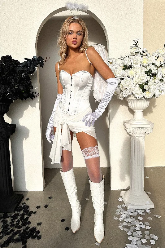 Silk stockings for a luxurious feel Nia Thigh High Stockings - White