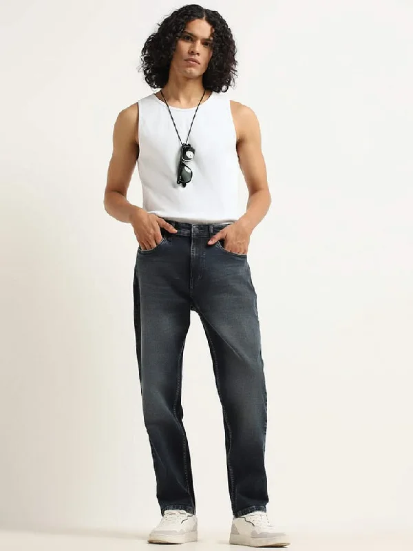 Women's nursing work pants Straight - leg women jeans with a classic and timeless appeal Nuon Black Straight - Fit Mid - Rise Jeans