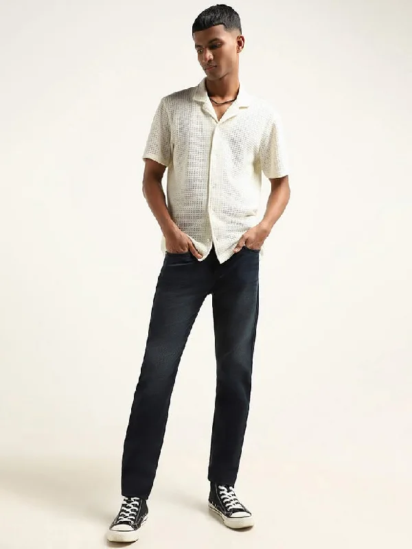 Women's low - rise denim pants Distressed women jeans for a trendy and edgy look Nuon Blue Slim - Fit Mid - Rise Jeans