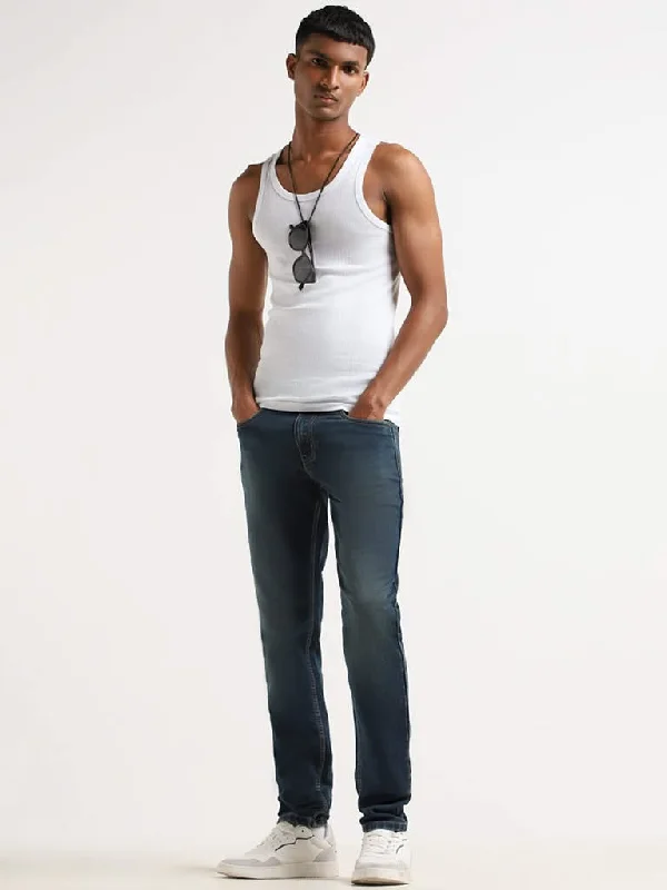 Women's straight - leg lounge pants Mom jeans for a nostalgic and casual look Nuon Blue Straight - Fit Mid - Rise Jeans