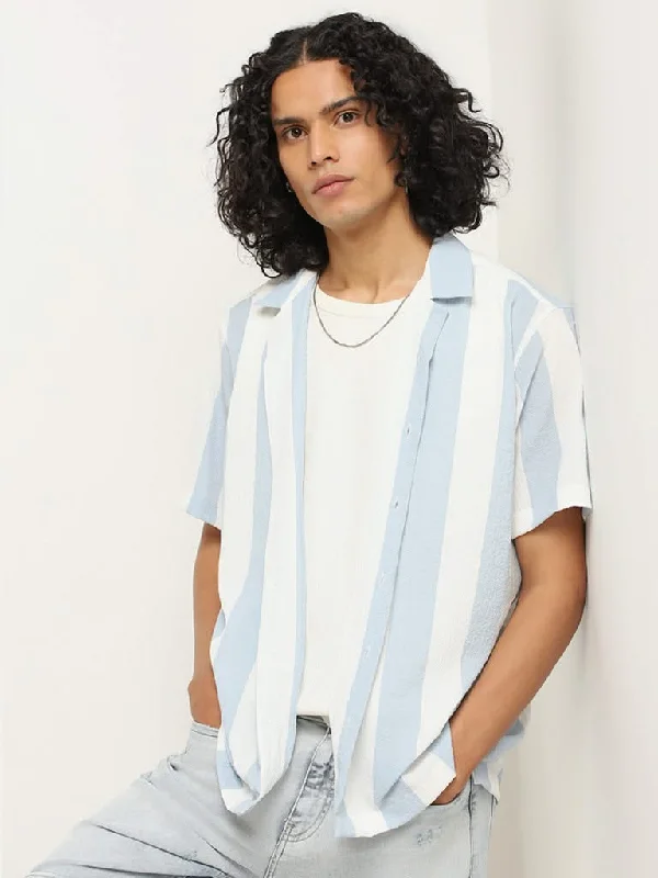 Women's cotton jogger pants Acid - wash women jeans with a retro finish Nuon Light Blue Striped Shirt