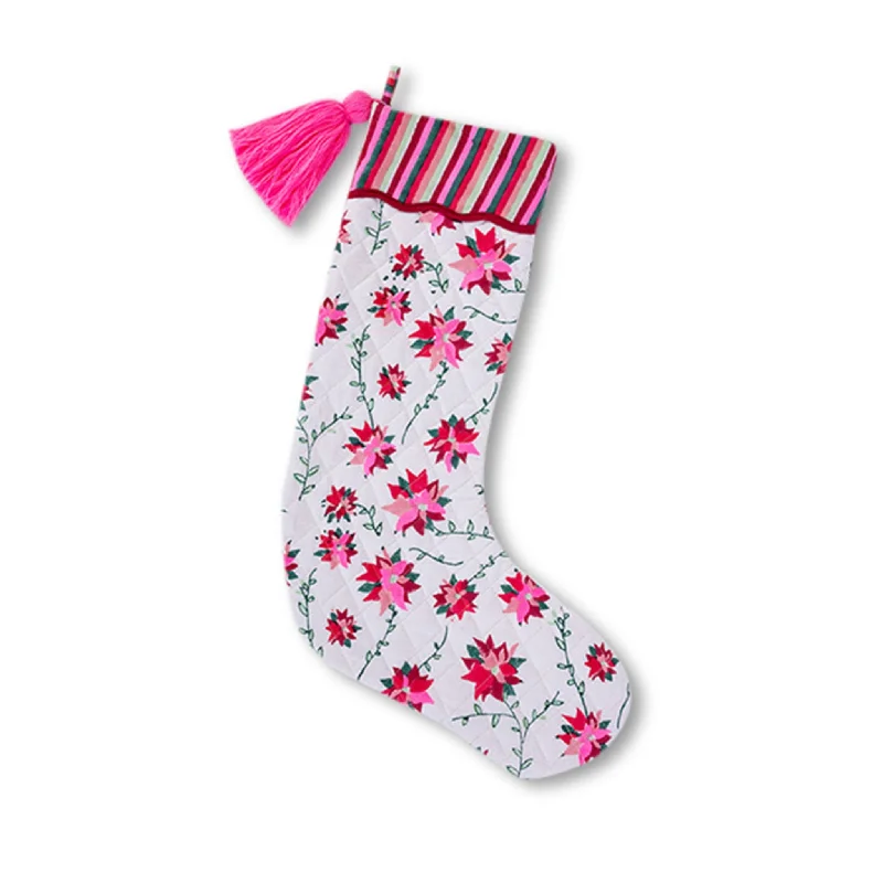 Gold - toned stockings for a glamorous touch Poinsettia Stocking