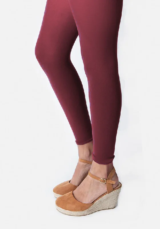 Semi-Opaque Tights for Women Premium 50 Denier Footless Tights Burgundy