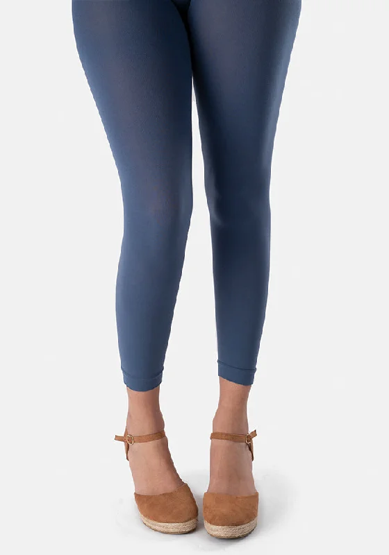Women's Tights with Lace Trim Premium 50 Denier Footless Tights Midnight Blue