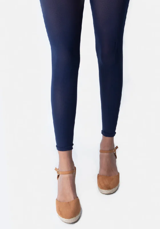 Tights with Floral Designs Premium 50 Denier Footless Tights Navy