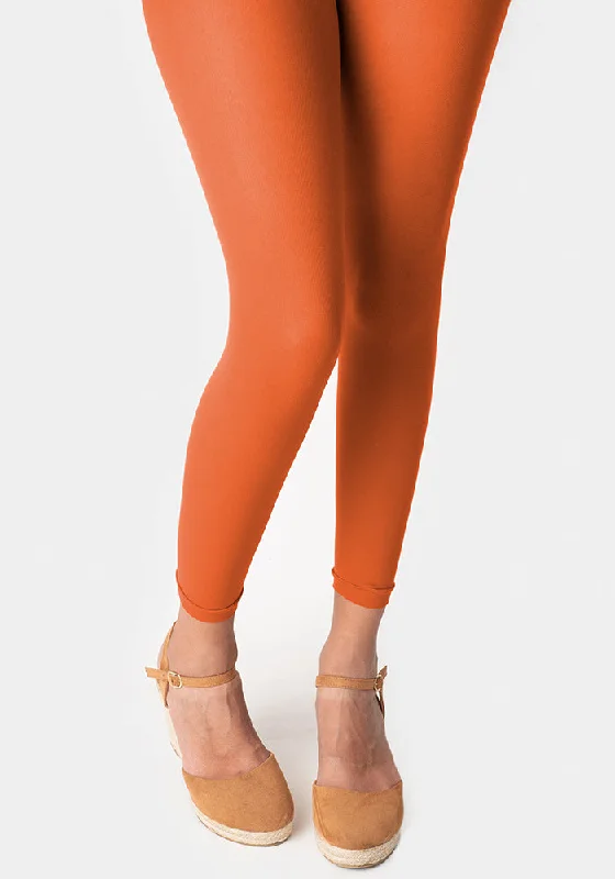 Women's Knee-High Tights Premium 50 Denier Footless Tights Rust