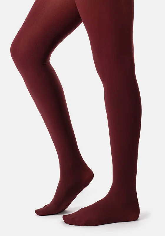 Women's Tights with Lace Trim Premium 80 Denier Tights Henna