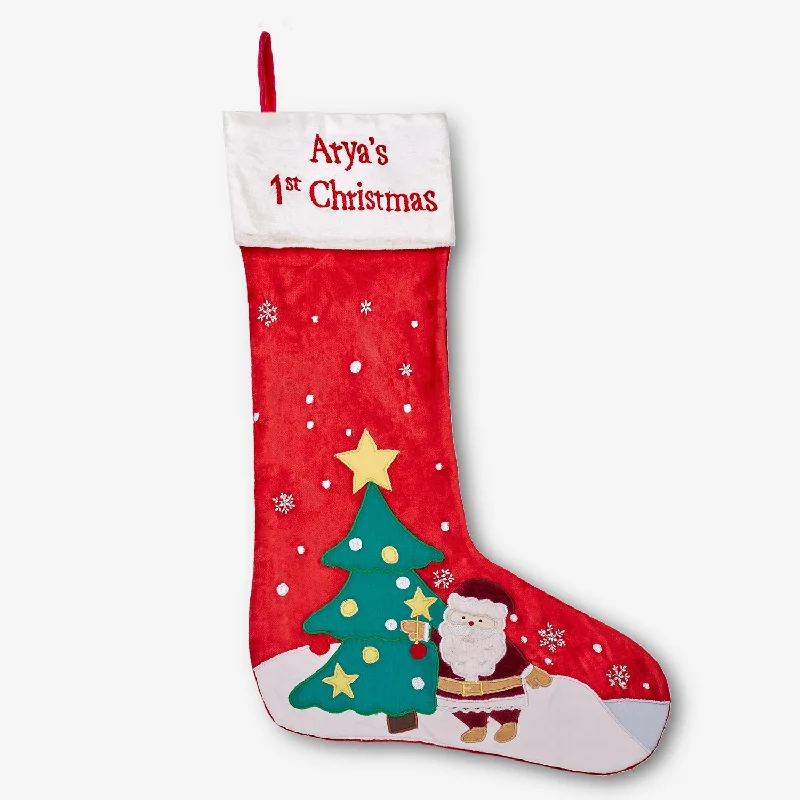 Women's sheer stockings with a fishnet pattern Santa & Christmas Tree Luxe Stocking