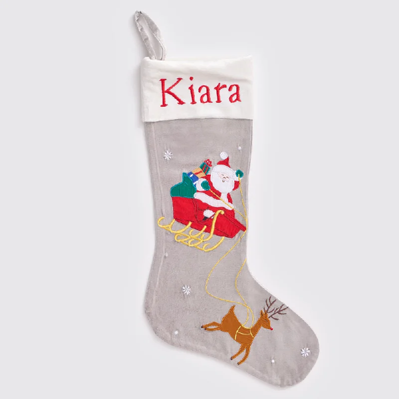 Leather - look stockings for an edgy style Santa In Sleigh (Silver) Luxe Stocking