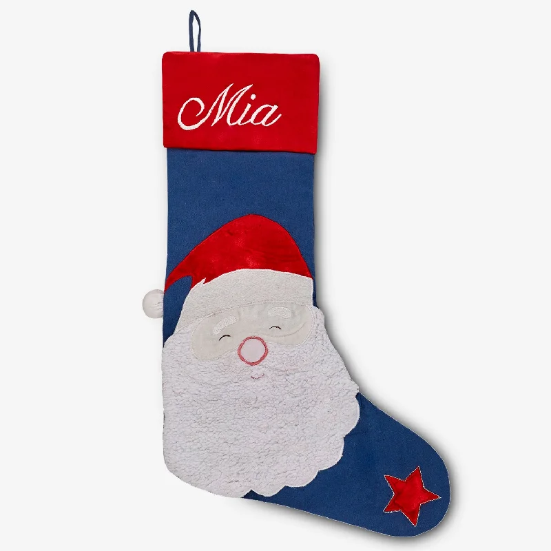 Purple stockings for a regal and mysterious look Santa Linen Stocking