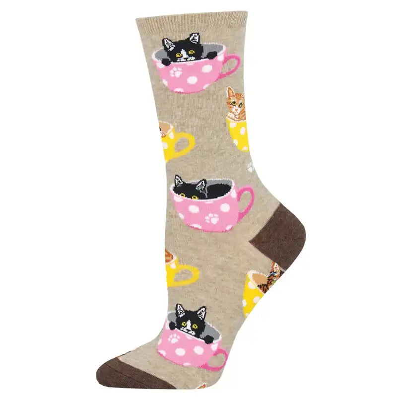 Women's sheer over - the - knee socks for a sexy appeal 'Catfeinated' Women's printed socks Women's sheer over - the - knee socks for a sexy appeal 'Catfeinated' Women's printed socks