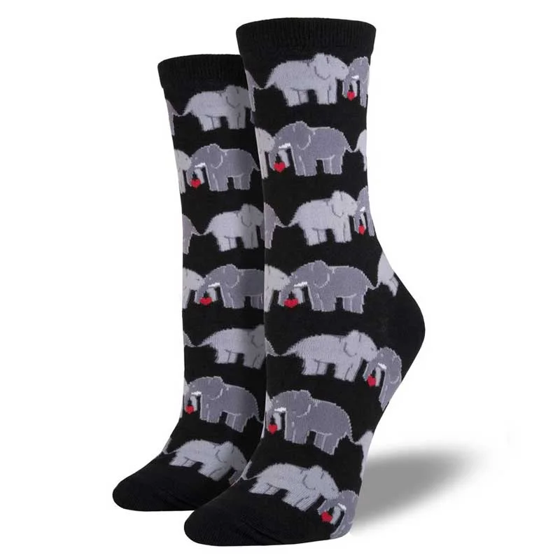 Women's over - the - calf socks with a stripe design 'Elephant Love' Women's printed socks