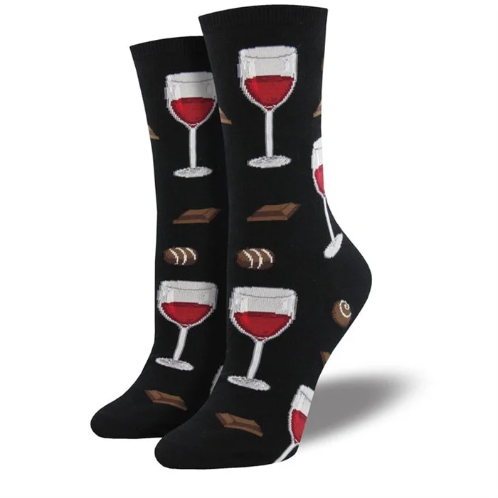 Women's no - show socks with a floral motif 'Time to Wine Down' Women's printed socks