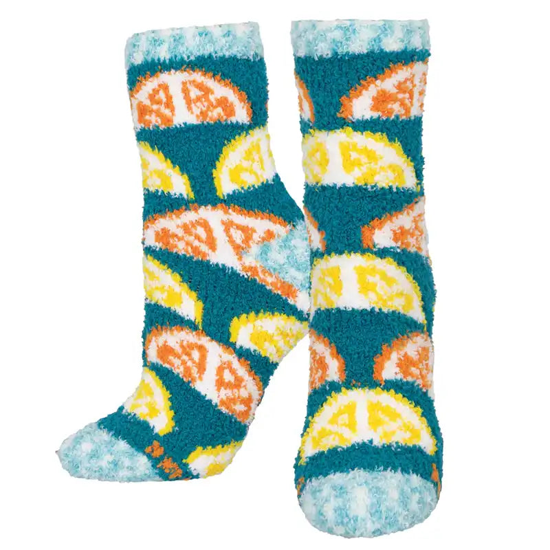 Women's crew socks with a polka - dot print 'Citrus' Printed Plush Women's Socks