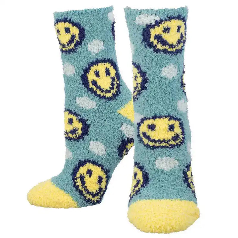 Women's ankle socks with a frilly edge 'Happy Face' Printed Plush Women's Socks