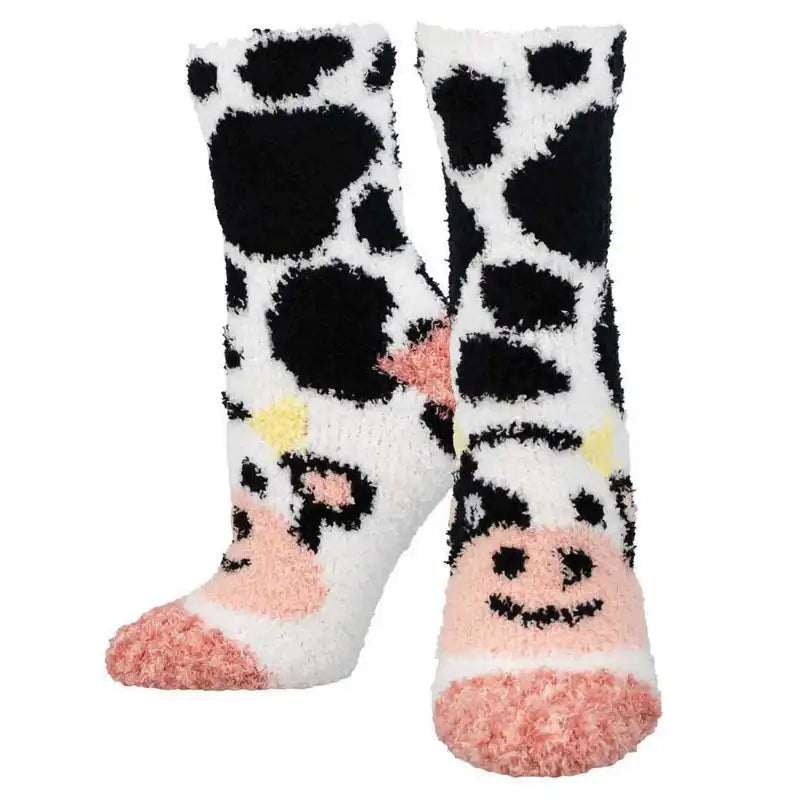 Women's arch - support socks for better comfort 'Moo Cow' Printed Plush Women's Socks