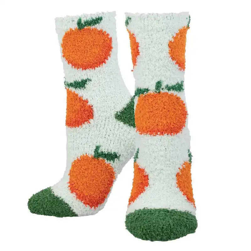 Women's leather - look socks for an edgy style 'Orange' Printed Plush Women's Socks