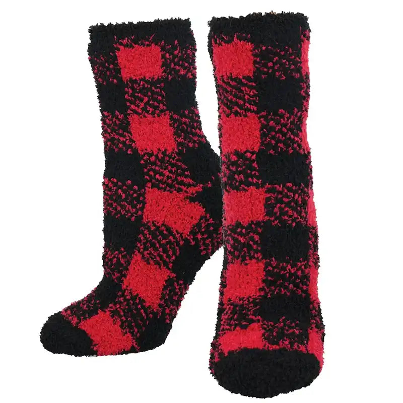 Women's moisture - wicking socks for sports 'Plaid' Printed Plush Women's Socks