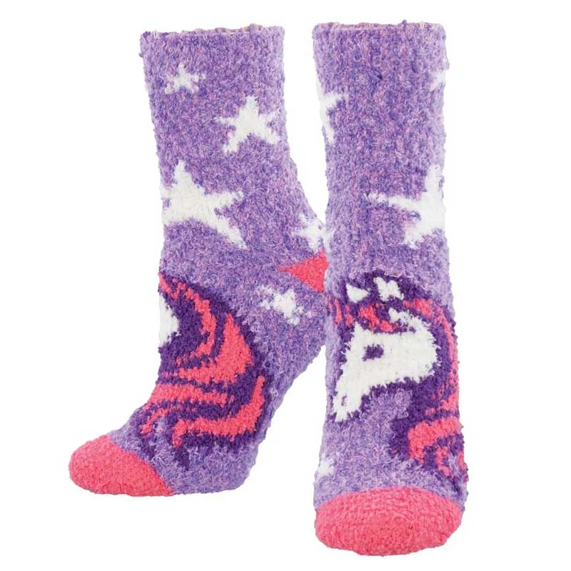 Women's silk - lined socks for a luxurious feel 'Unicorn Dreams' Printed Plush Women's Socks