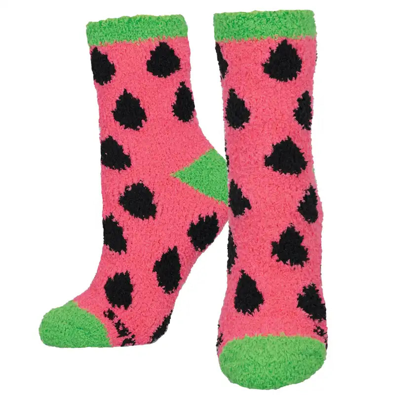 Women's cable - knit ankle socks for a cozy style 'Watermelon' Printed Plush Women's Socks