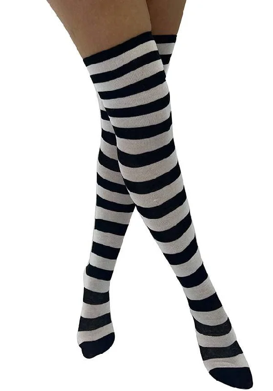 Lace - top stockings for a feminine touch Striped Paw Print | OVER KNEE SOCKS