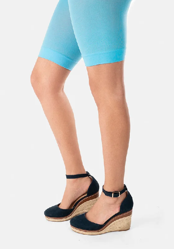 Women's Denim Look Tights Underpops Anti Chafing Shorts Powder Blue