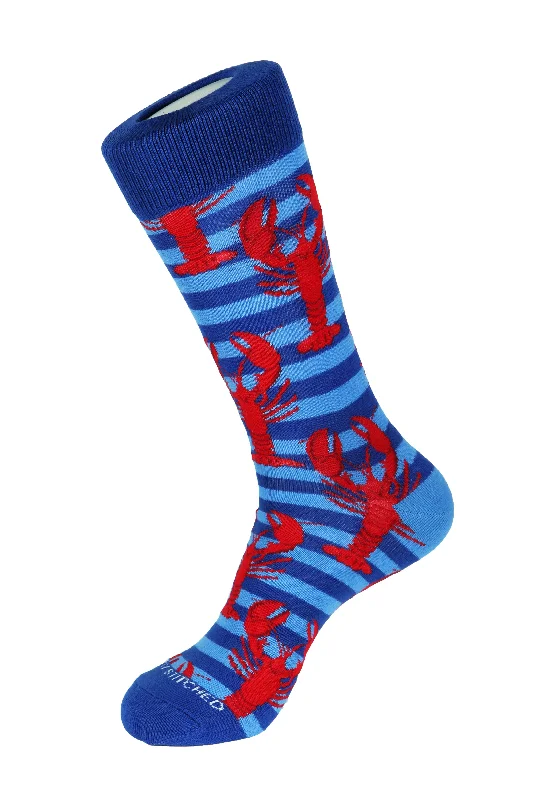 Women's spandex - infused socks for stretch Large Lobster Stripe Crew Sock
