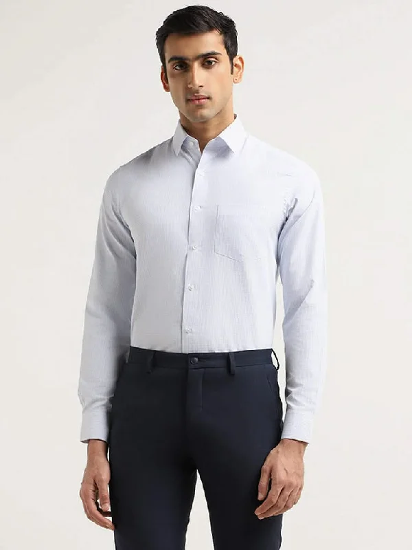 Women's pants for office meetings High - waisted women jeans for a flattering silhouette WES Formals Checked White Cotton Slim Fit Shirt