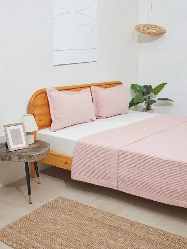 Women's kids - inspired printed pants Colored women jeans in vibrant hues like red and yellow Westside Home Pink Waffle Textured Double Bedcover and Pillowcase Set