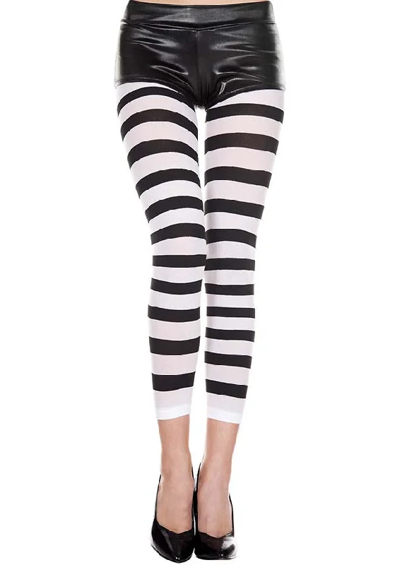 Knee - high stockings with a decorative bow Wide Stripe Opaque | LEGGINGS