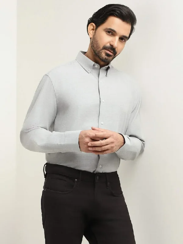 Women's pants for business trips Bootcut women jeans to complement various shoe styles Ascot Grey Printed Cotton Relaxed Fit Shirt