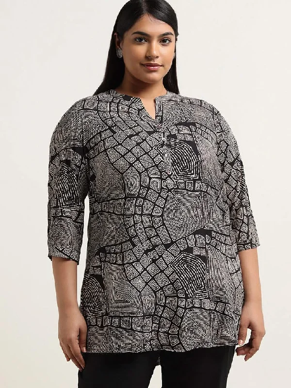 Women's pants for skiing Stretch women jeans for enhanced mobility and comfort Diza Black Printed Kurti